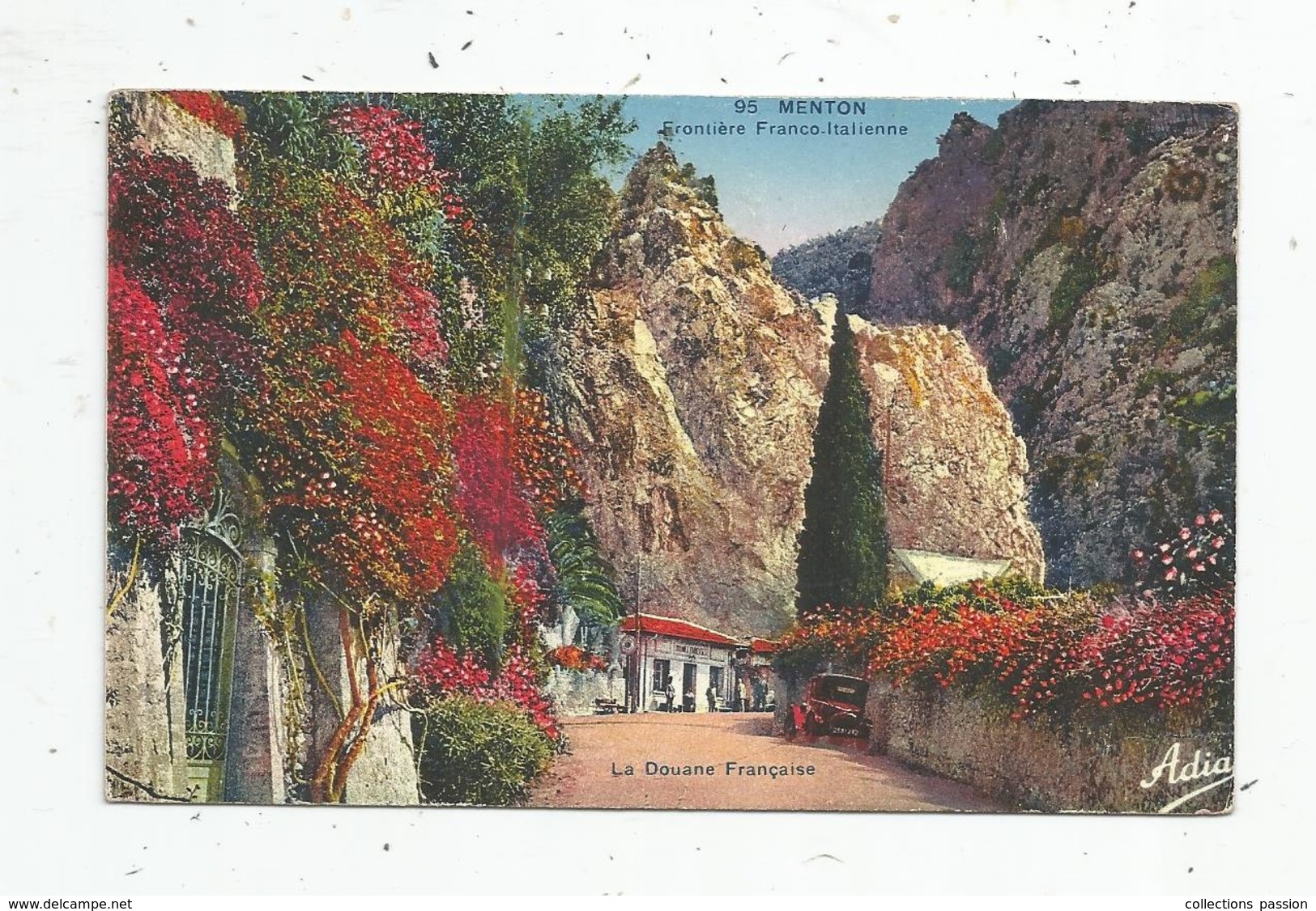 Cp , DOUANE , 06 , MENTON , Frontière Franco Italienne , Voyagée , Ed : A.D.I.A. - Customs