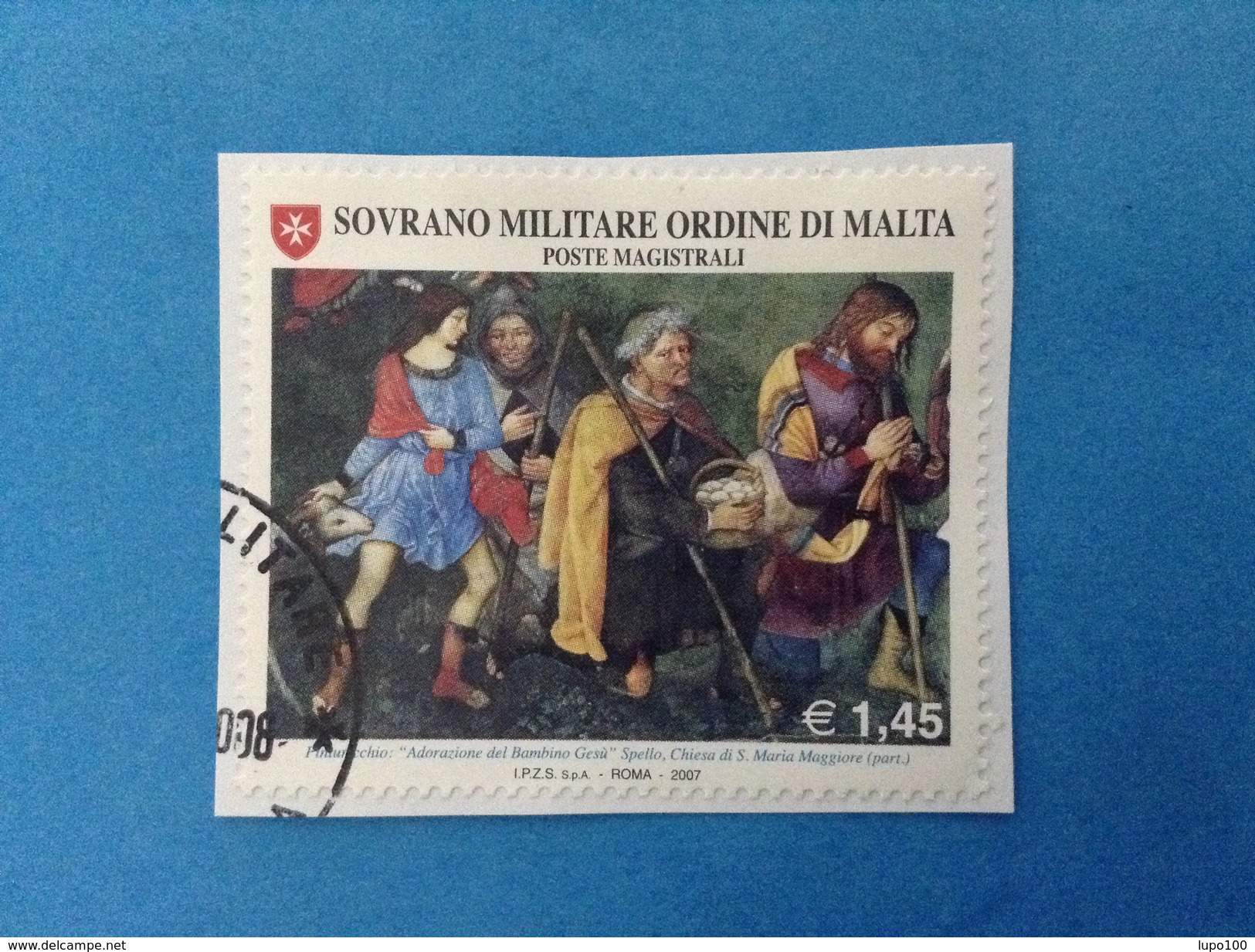 2007 SOVRANO ORDINE MILITARE DI MALTA FRANCOBOLLO USATO STAMP USED - SMOM NATALE PASTORI 1,45 - - Sovrano Militare Ordine Di Malta