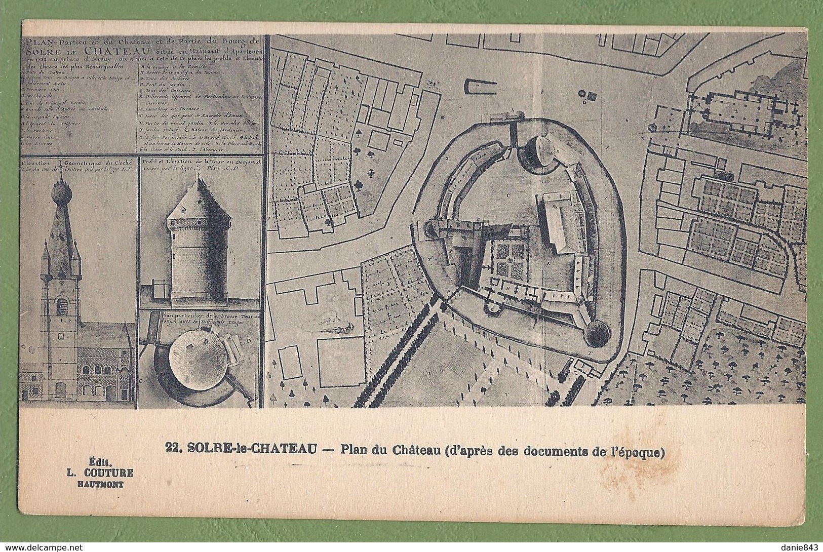 CPA - NORD - SOLRE LE CHATEAU - PLAN DU CHATEAU (d'après Documents De L'époque) - édition L. Couture à Haumont / 22 - Solre Le Chateau