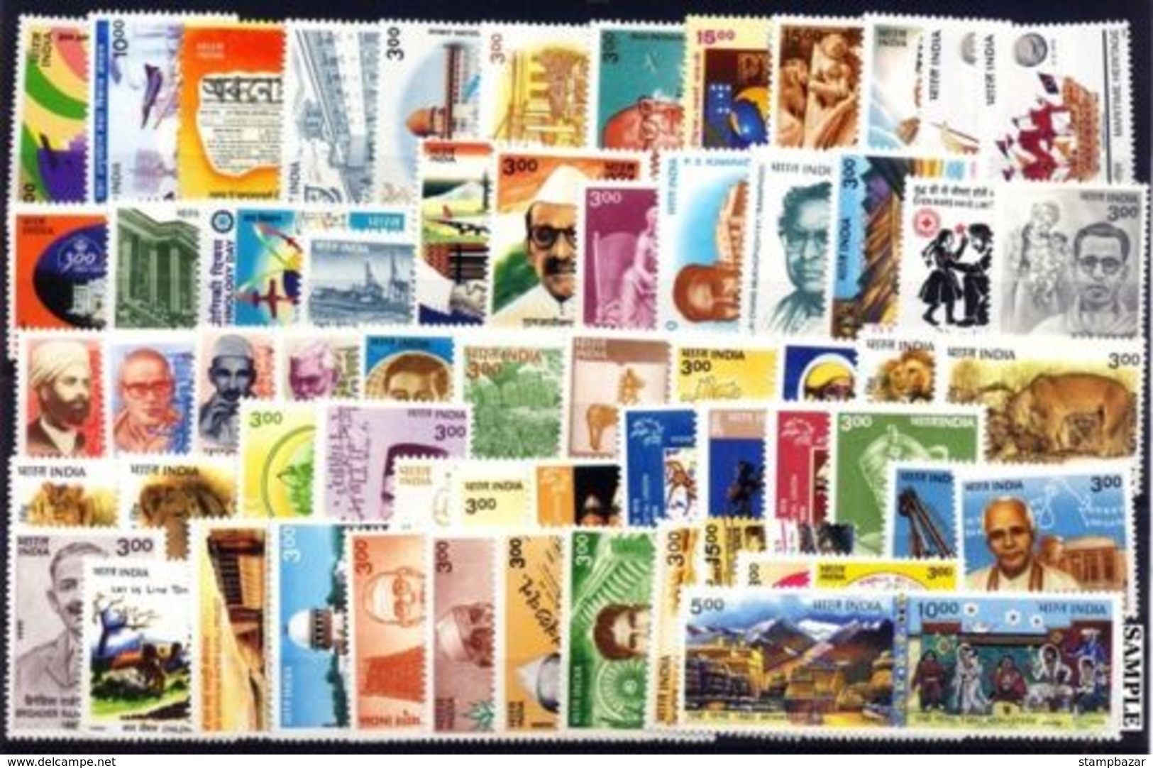 India 1999 Inde Indien Complete Full Set  Year Pack 62 Stamps With Se-tenants Fine MNH Condition - Full Years