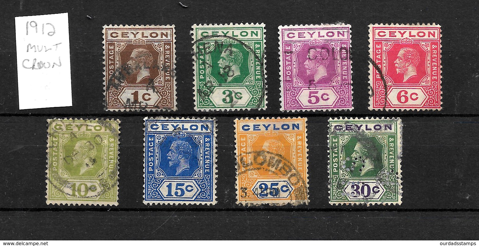 Ceylon, 1912 KGV Definitives Selection To 30c, Good Used (4994) - Ceylon (...-1947)