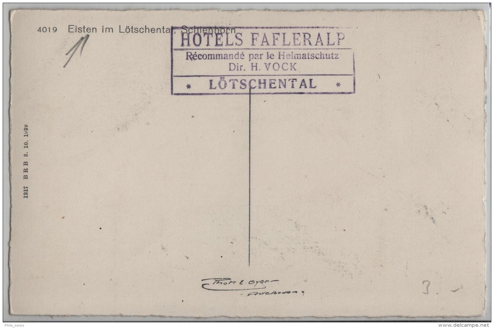 Eisten Im Lötschental, Schienhorn - Hotels Fafleralp - Photo: E. Gyger No. 4019 - Eisten