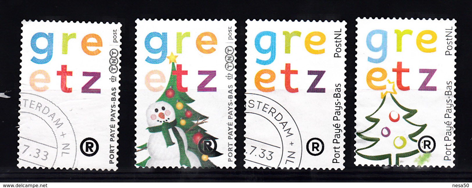 Nederland 2015 +2010 Port Betaald Gebruikt :  Greetz + Greetz Kerstmis TNT En PostNL Logo - Oblitérés