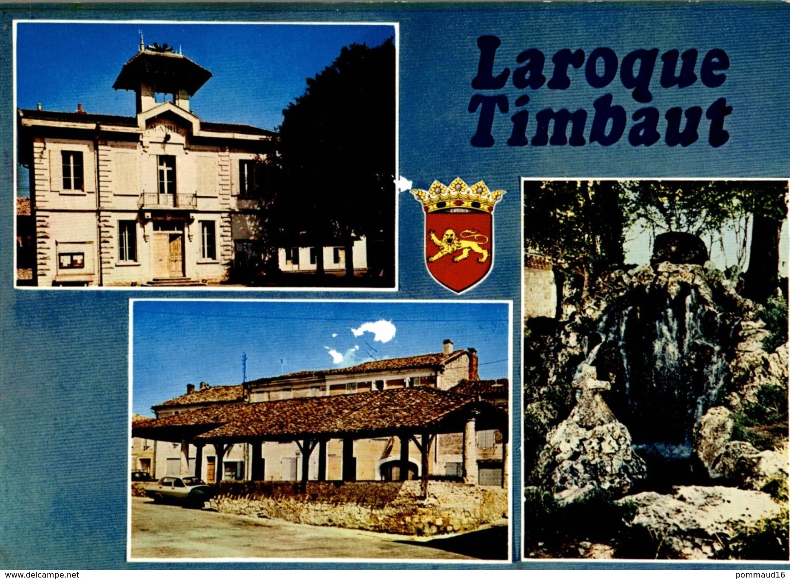 CPM Laroque Timbaut La Mairie, La Fontaine De St-Germain, La Halle - Laroque Timbault