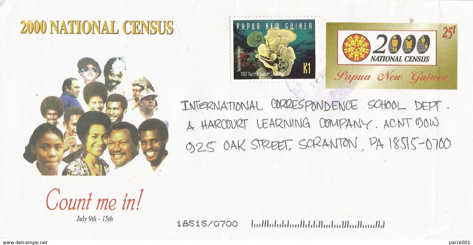 Papua New Guinea 2000 Population Census Coral Reef Postal Stationary Cover - Papoea-Nieuw-Guinea