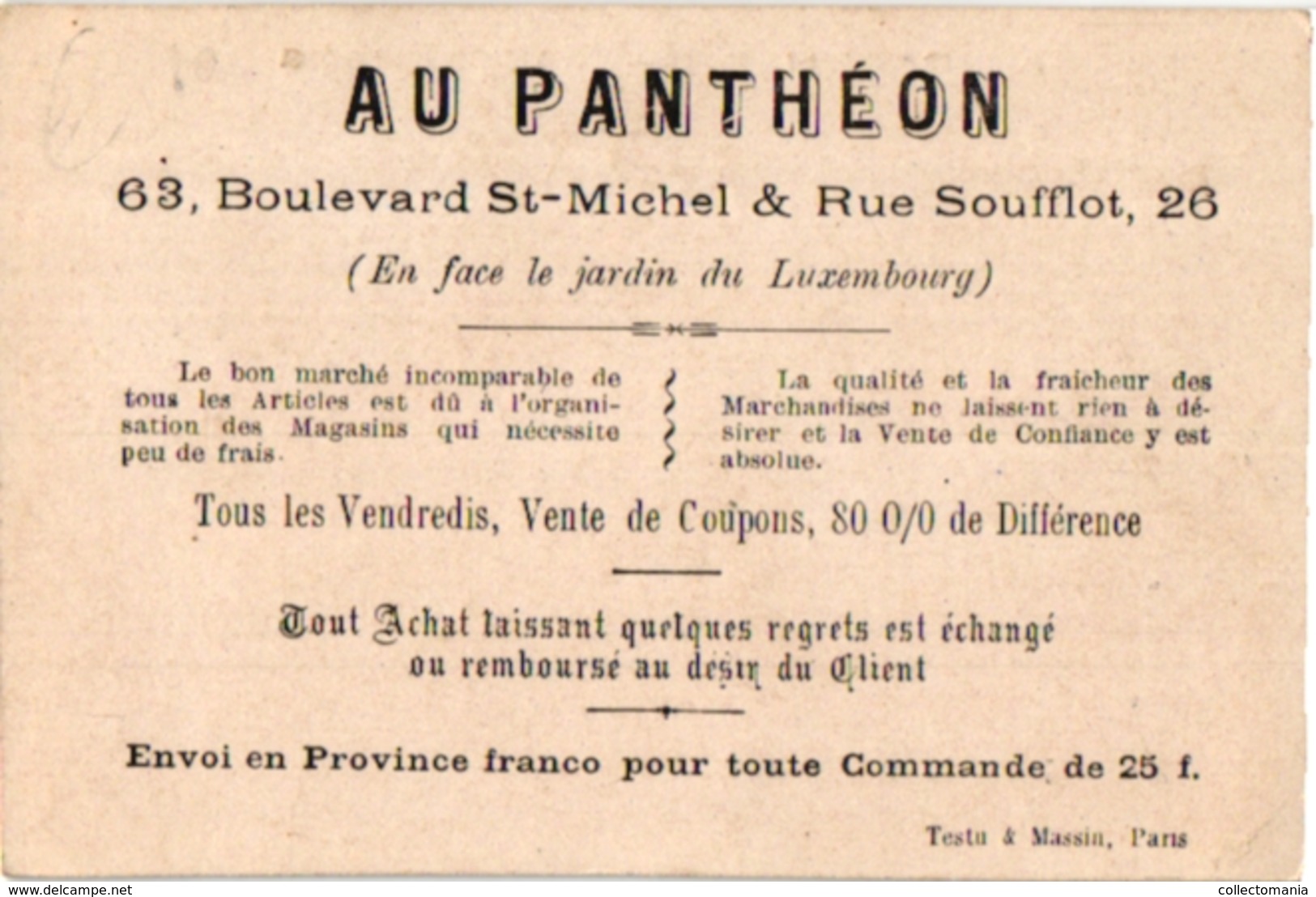 4 Trade Cards Stilt Walking ECHASSES Stelzen Landes  PUB  Au Panthéon  Imp Testu & Massin Blécao Bullier Paris - Other & Unclassified