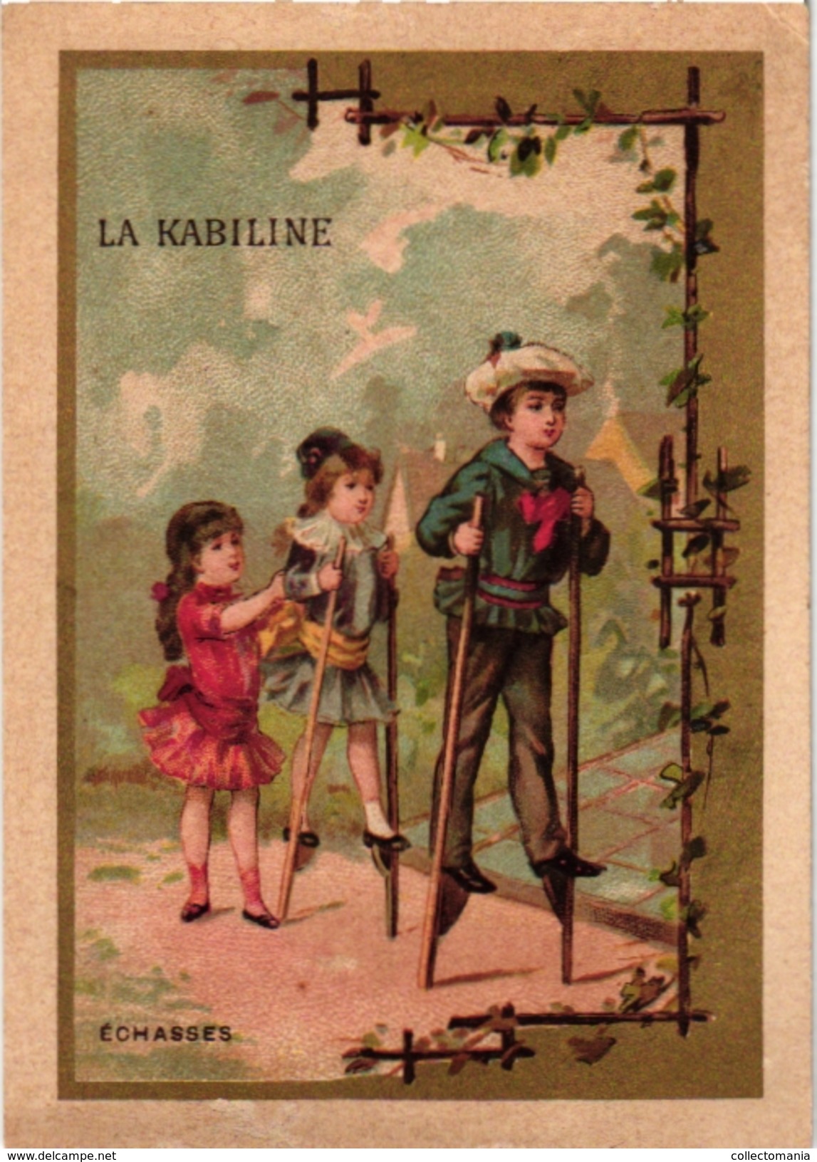 4 Trade Cards Stilt Walking ECHASSES Stelzen Landes  PUB   Laon Vaxelaire Claes Antwerpen La Kabiline Imp Paon - Otros & Sin Clasificación