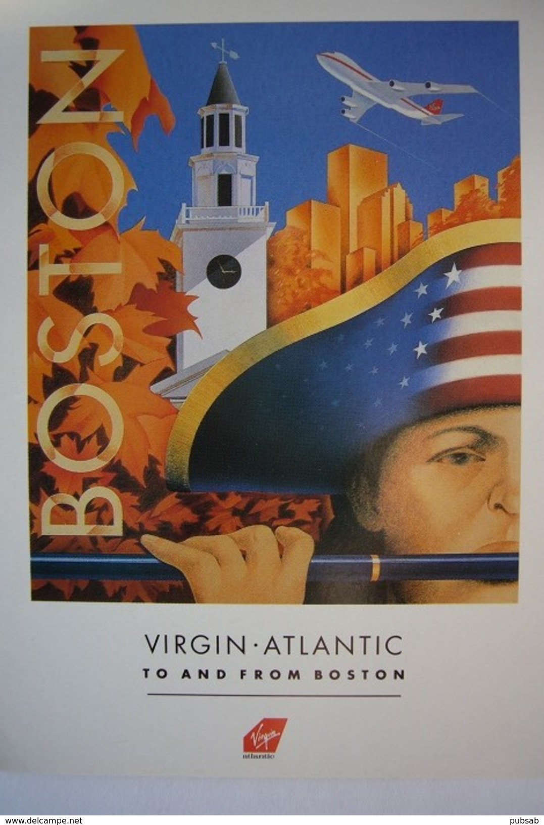 Avion / Airplane / Virgin Atlantic / To And From Boston / Advertising Card / Airline Issue - 1946-....: Moderne