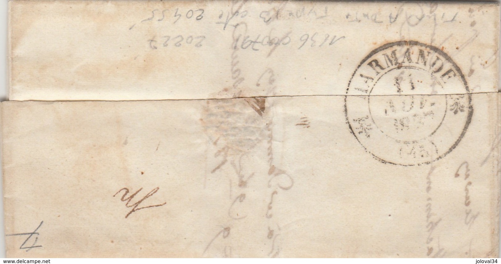 Lettre Cachet STE LIVRADE Lot Et Garonne 11/11/1837cachet OR Origine Rurale Taxe Manuscrite + 1 Décime Pour Marmande - 1801-1848: Precursors XIX