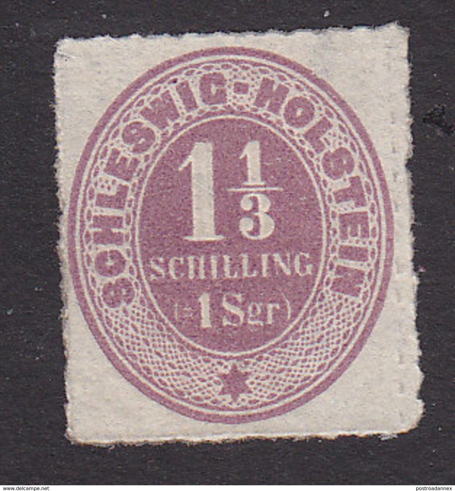 Schleswig-Holstein, Scott #5, Mint No Gum, Coat Of Arms, Issued 1865 - Schleswig-Holstein