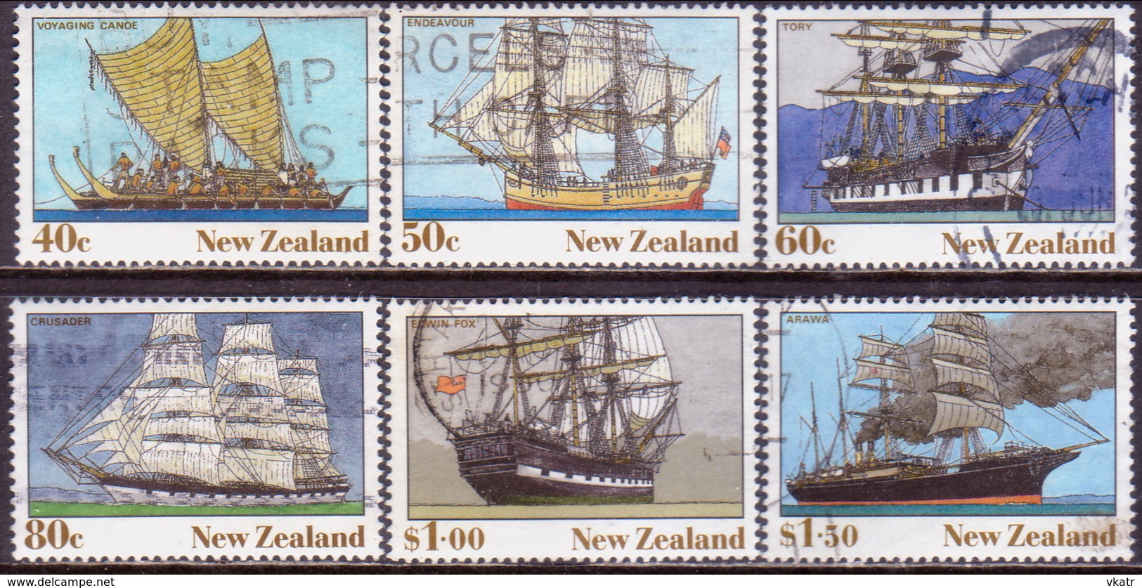 NEW ZEALAND 1990 SG 1541-46 Compl.set Used Heritage (4th Issue). The Ships - Usados