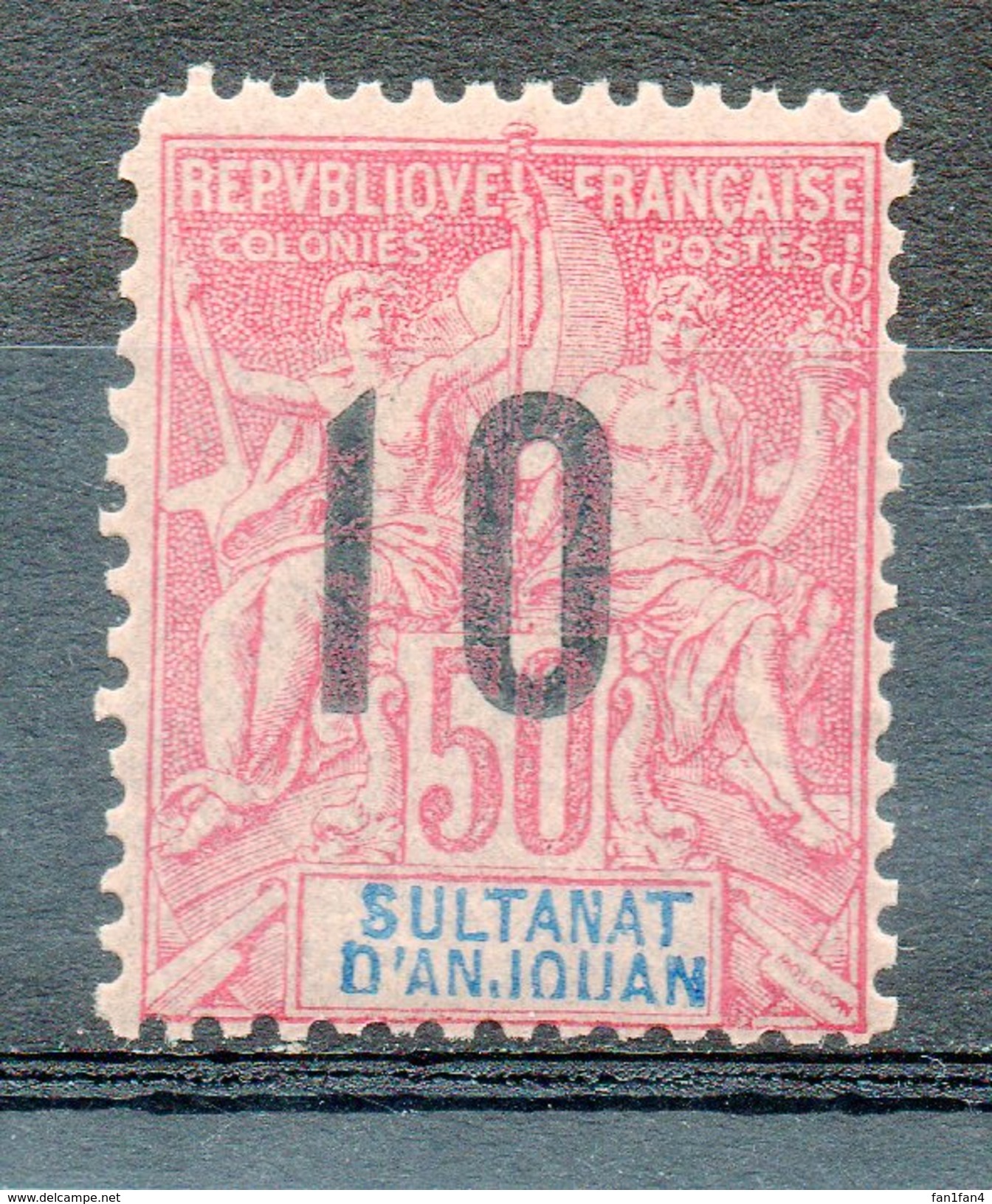 Ex-colonies & Protectorats (ANJOUAN) - 1912 - N° 28 - 10 S. 50 C. Rose - Ungebraucht