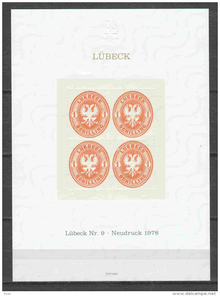 Germany Lubeck Mi 9 Neudruck 1978 - Luebeck