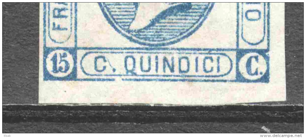 Italy 1863 Mi 15 Type I MH (not Expertized) SEE SCANS WITH PRINT OF OTHER PLATE ON REVERSE - Neufs