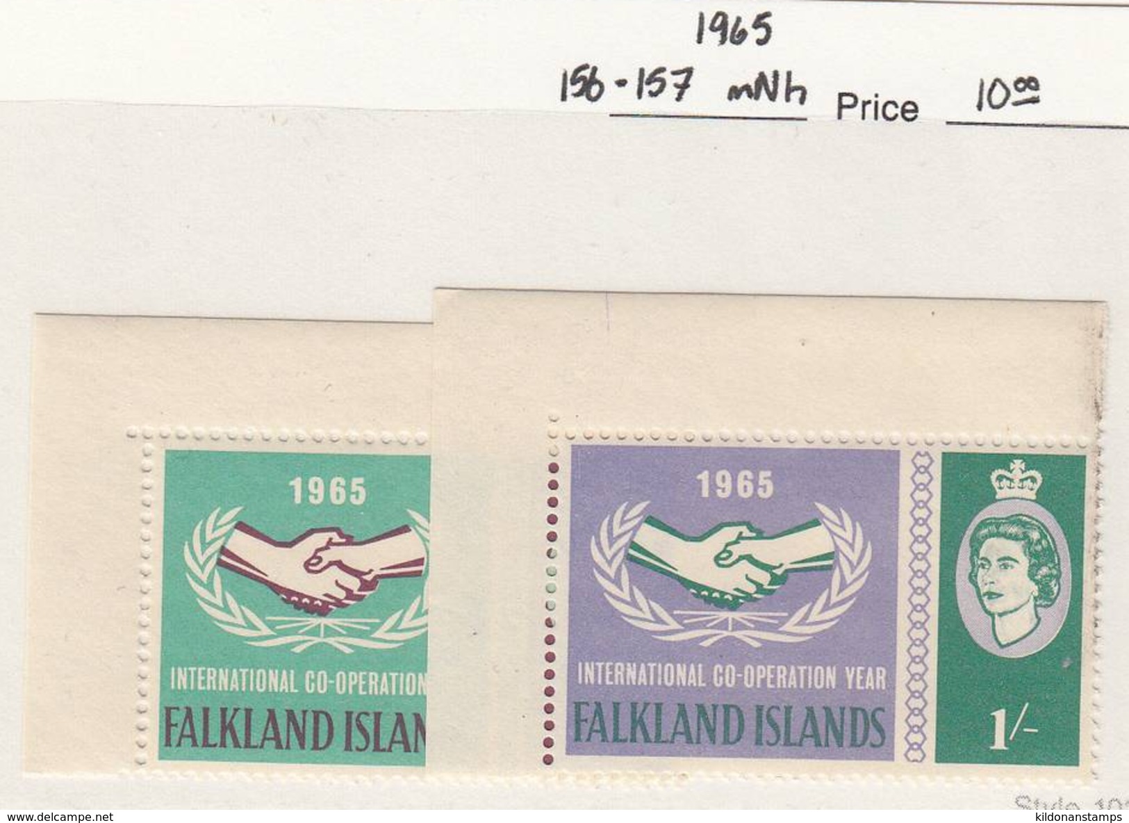 Falkland Islands 1965 Int'l Co-op Year, Mint No Hinge, Sc# 156-157, SG 221-222 - Falklandinseln