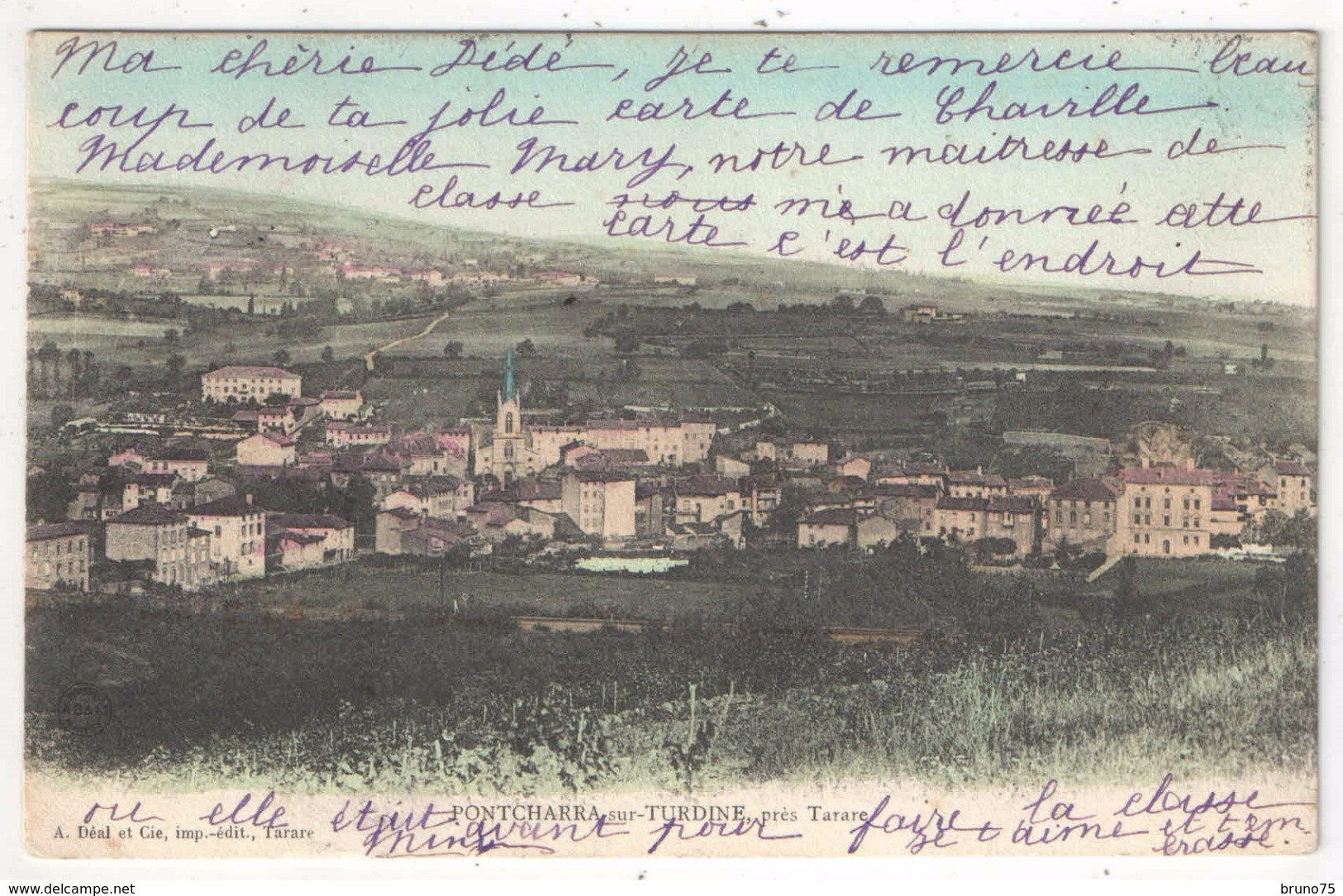 69 - PONTCHARRA-SUR-TURDINE, Près Tarare - Vue Générale - 1904 - Pontcharra-sur-Turdine