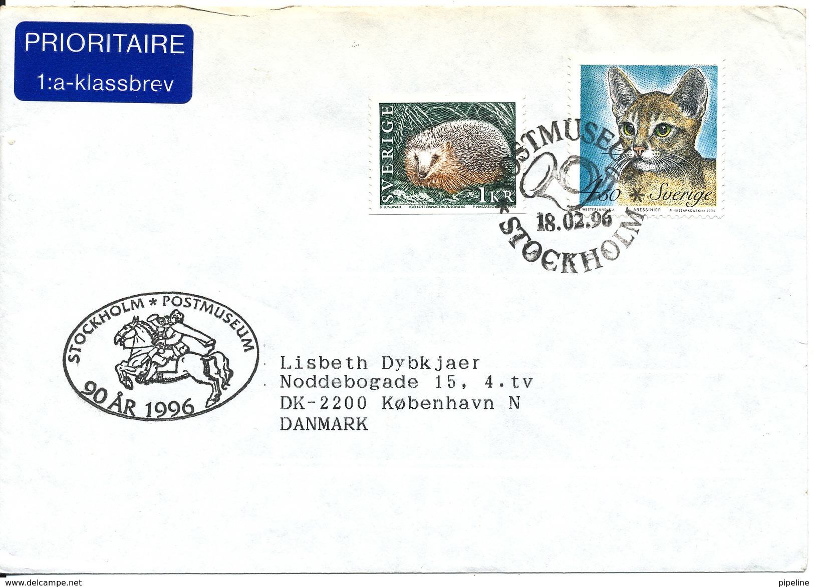 Sweden Cover Sent To Denmark Stockholm 18-2-1996 Topic Stamp CAT - Covers & Documents