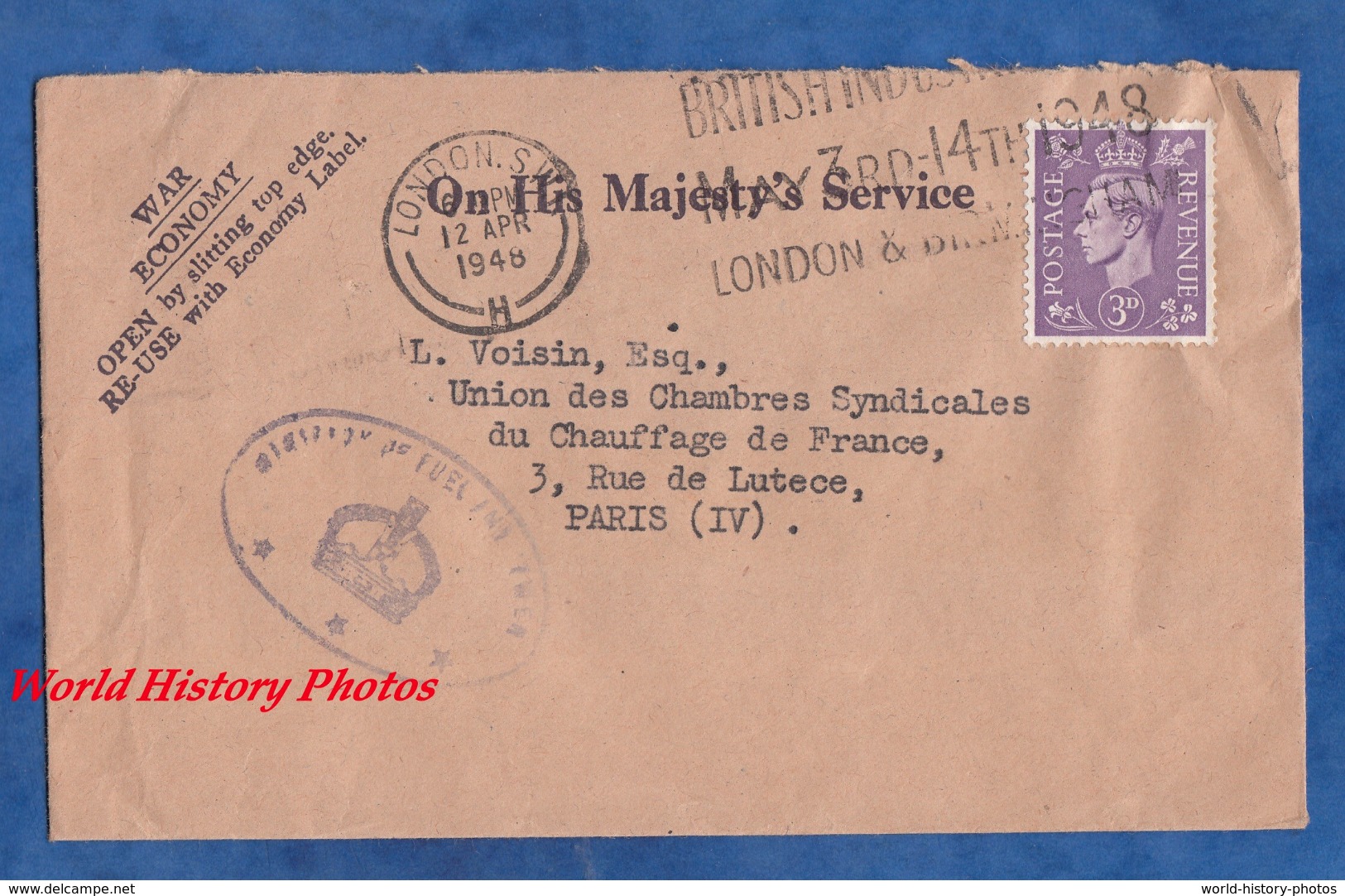 Enveloppe Ancienne De 1948 - LONDON S.W. , UK - Beau Cachet - On His Majesty's Service - Non Classés