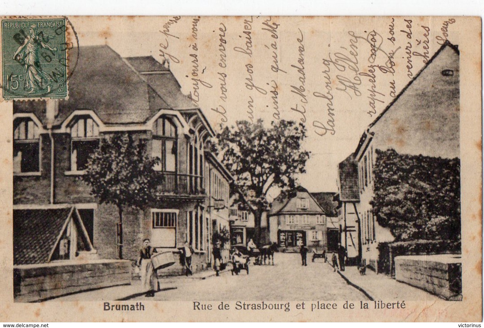 BRUMATH  I. Els.  -  RUE DE STRASBOURG ET PLACE DE LA LIBERTE - - Brumath