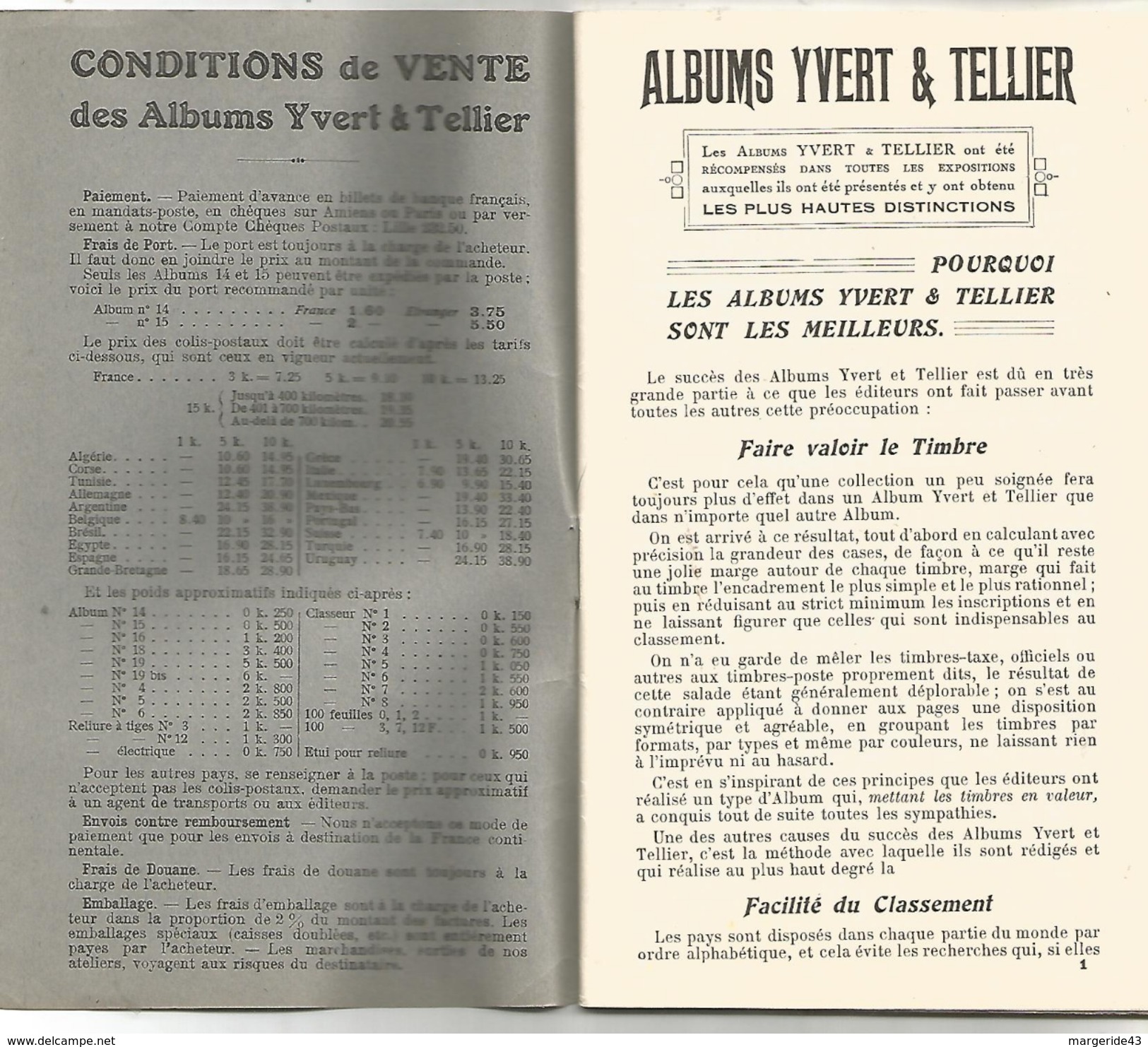 PRIX COURANT ALBUMS YVERT ET TELLIER AOUT 1937 - Catálogos De Casas De Ventas