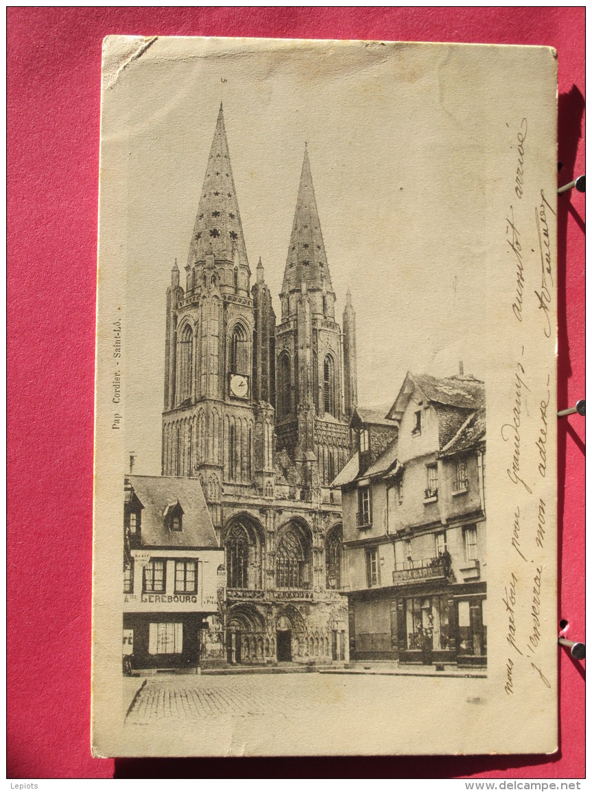 50 - Saint Lô - La Cathédrale - Précurseur 1902 - Scans Recto-verso - Saint Lo