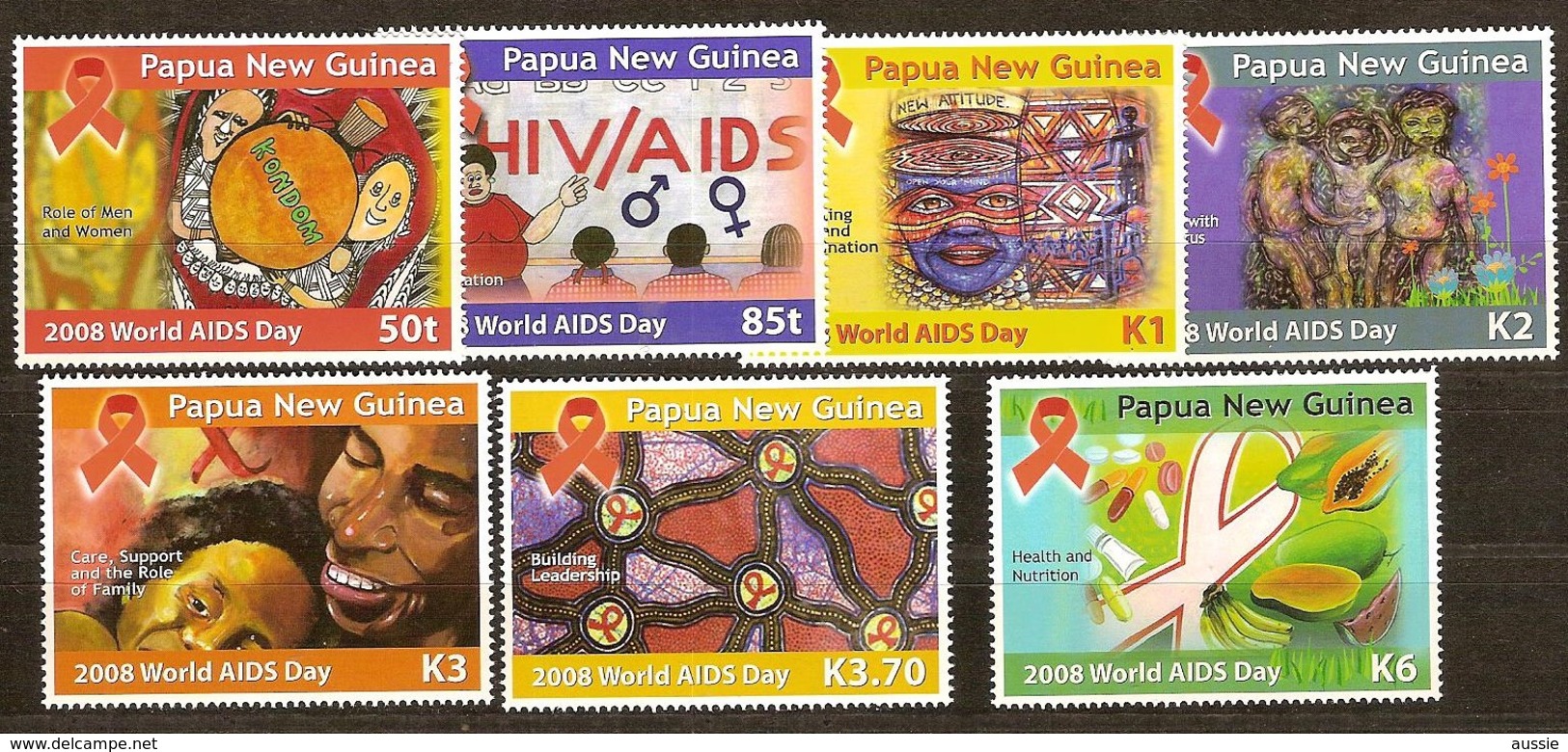 Papouasie Papua New Guinea 2008 Yvert 1257-1263 *** MNH Cote 17,70 Euro Hautes Valeurs AIDS SIDA - Papouasie-Nouvelle-Guinée