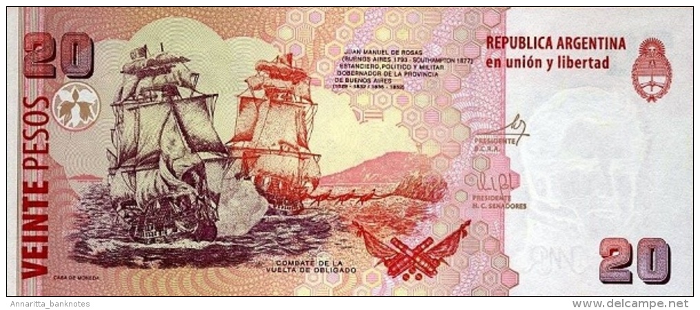 Argentina (BCRA) 20 Pesos ND (2013) Series E UNC Cat No. P-355a / AR408f - Argentine