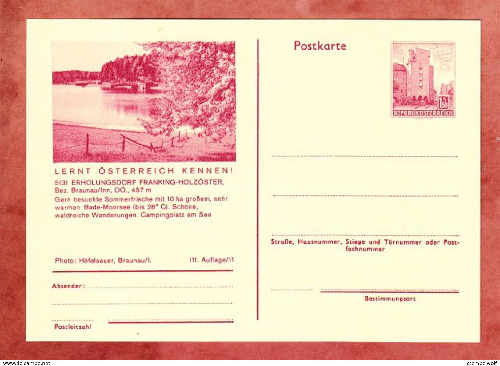 P 415 Wien Erdberg, Abb: Franking-Holzoester, Ungebraucht (36010) - Other & Unclassified