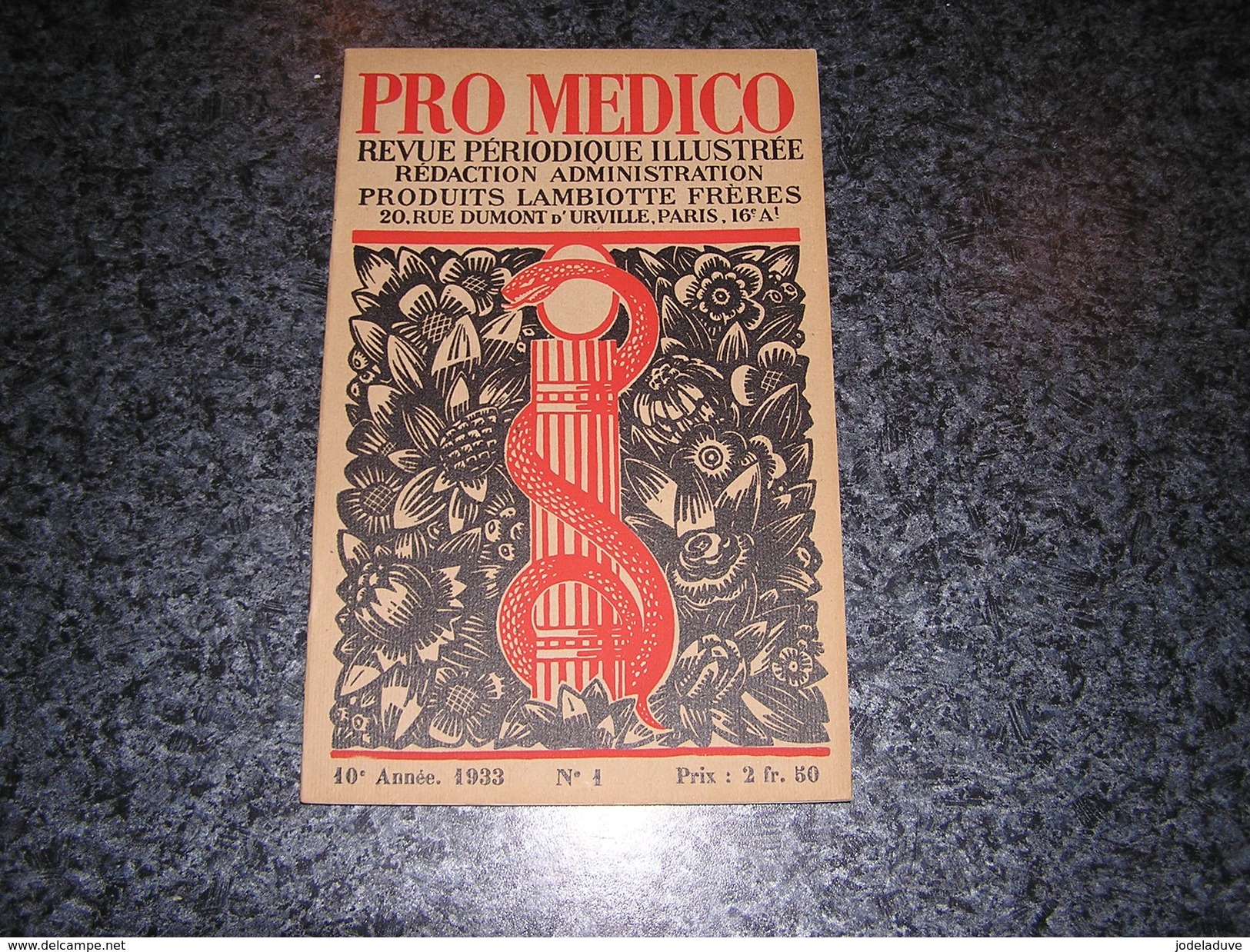 PRO MEDICO Revue N° 1 Année 1933 Lambiotte Médecine Peinture Moderne Métissage Simio Humain Kalotora Afrique Marguerite - Geschiedenis