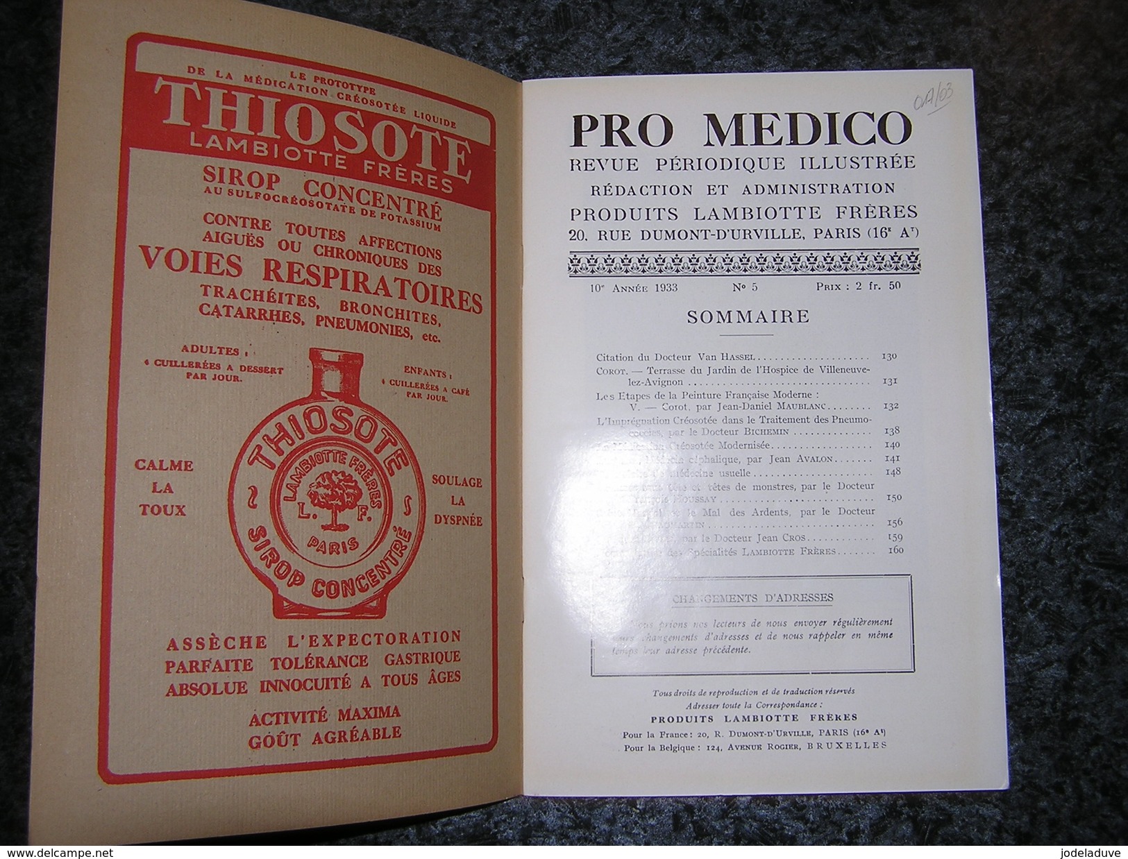 PRO MEDICO Revue N° 5 Année 1933 Lambiotte Médecine Peinture Moderne Lustucru Hommes Sans Têtes Monstres Saint Martial - Geschiedenis