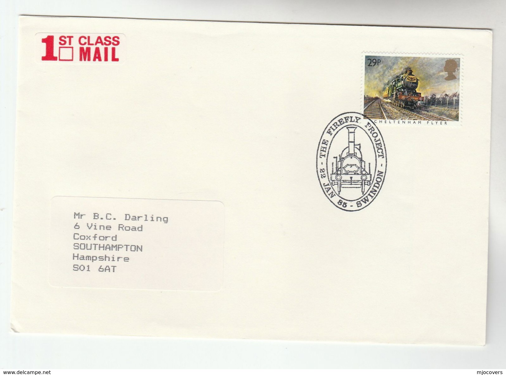 1985 GB Stamps  COVER EVENT Pmk SWINDON FIREFLY RAILWAY TRAIN Steam Train - Trains