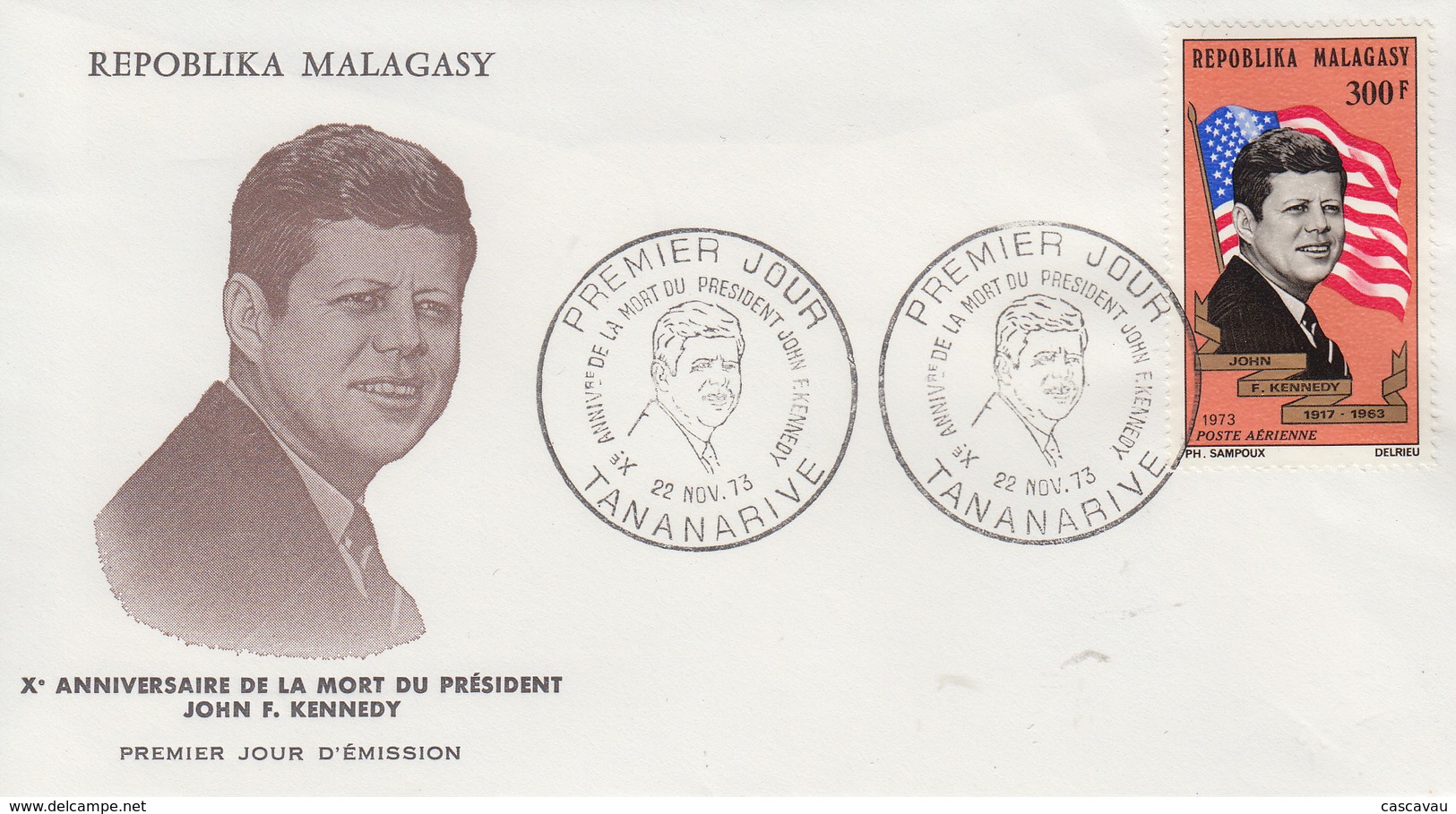 Enveloppe  FDC  1er  Jour    MADAGASCAR    Président   John  KENNEDY   1973 - Kennedy (John F.)