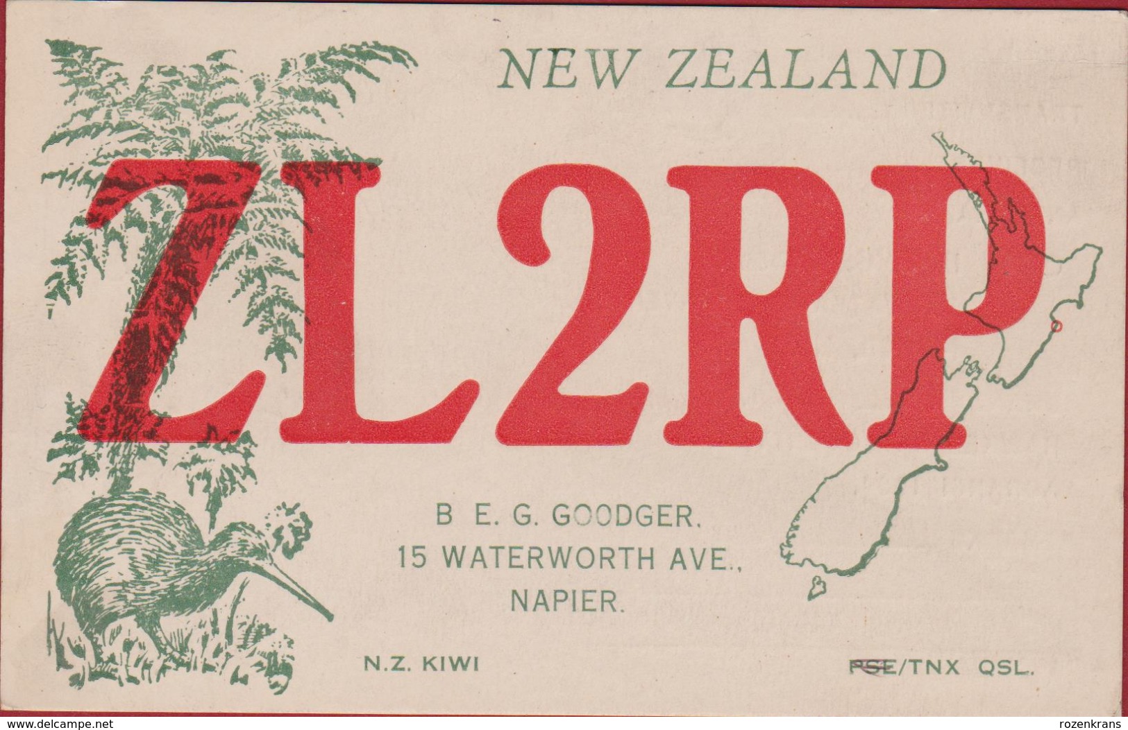 New Zealand Napier Hawkes Bay County Aorangi QSL Card Amateur Radio Station 1976 Kiwi Bird - Radio Amateur