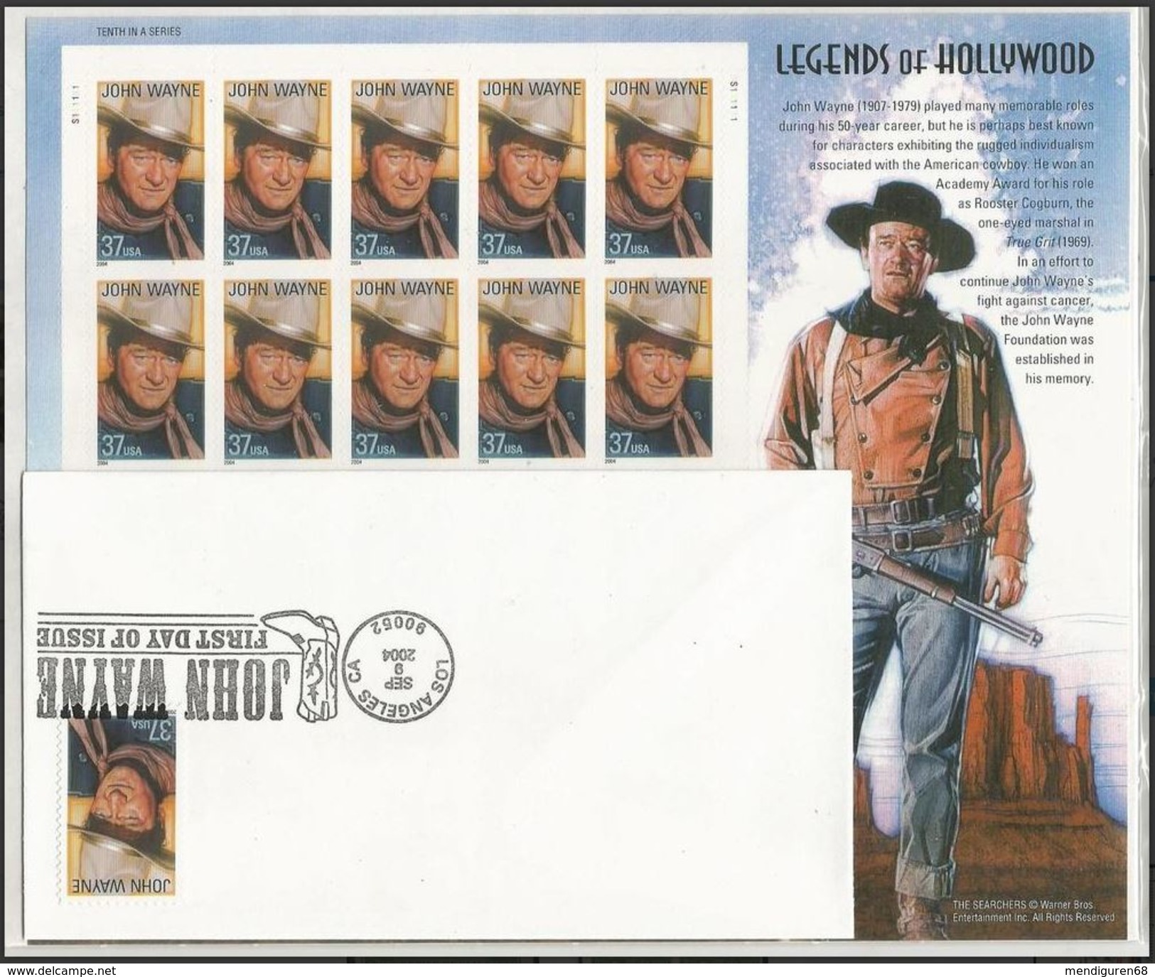VERINIGTE STAATEN USA 2004 JOHN WAYNE MS Of 20V. WITH FDC SC 3876sp YV BF3585  MI B-3864 SG MS4379 - Feuilles Complètes