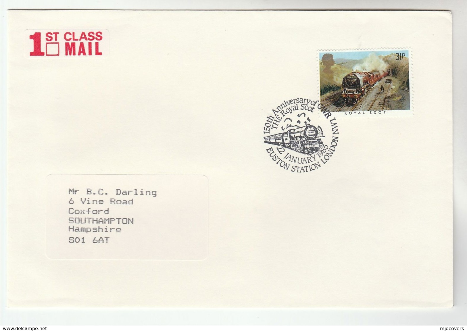 1985 GB Stamps COVER EVENT Pmk EUSTON RAILWAY STATION The ROYAL SCOT TRAIN STEAM Anniv - Trains