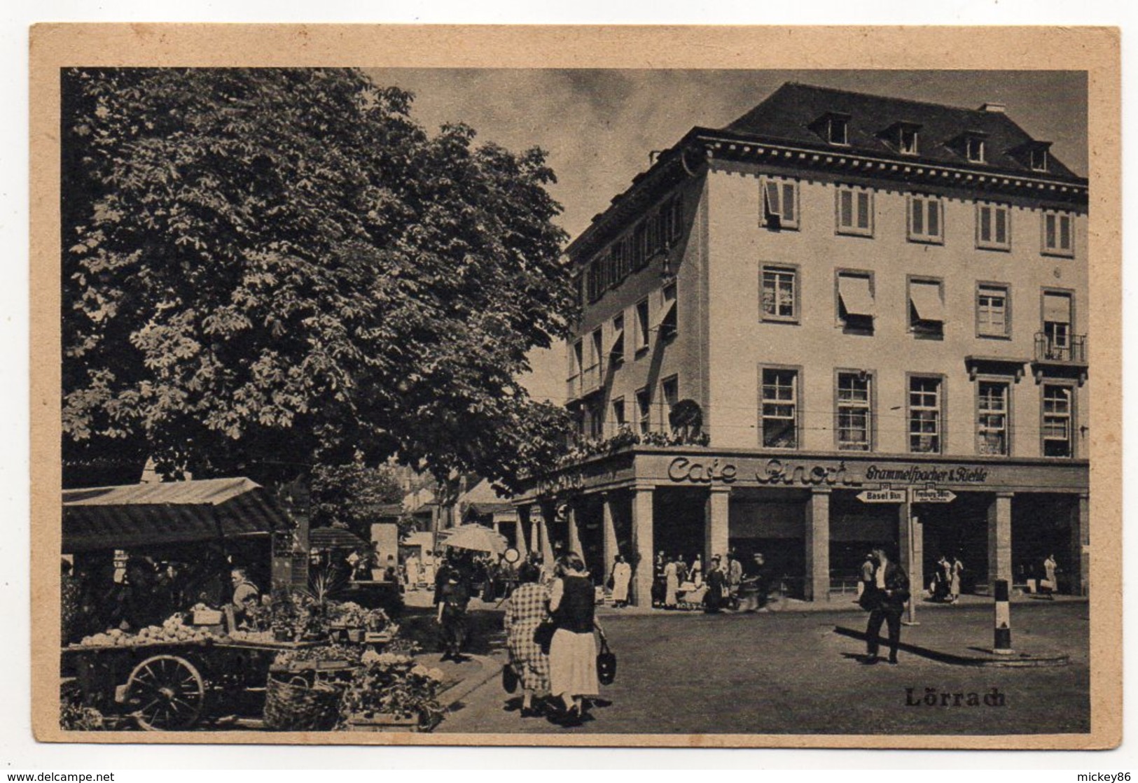 Allemagne--LOERRACH--Rue ,Café (très Animée), Cpsm 15 X 9.80   éd Gutermann--Belle Carte Pas Très Courante ....à Saisir - Lörrach