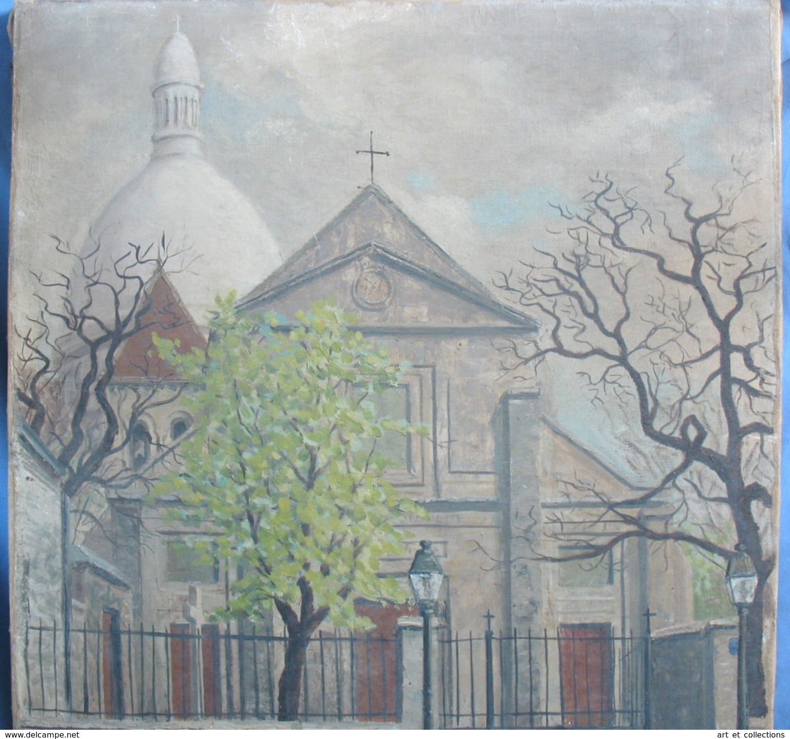 Huile Sur Toile De La Butte Montmartre & L'Église Saint-Pierre /  Par Le Chevalier 1942 - Oils