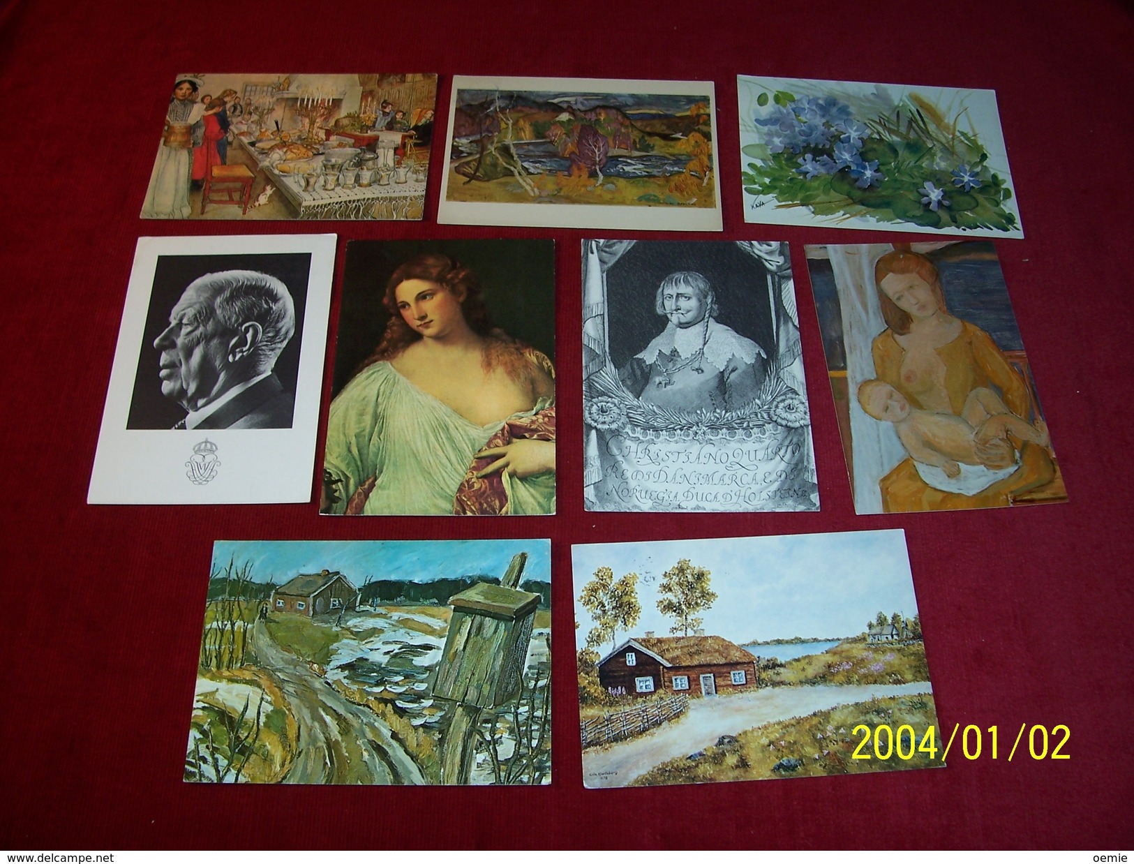 LOT DE 9 CARTES POSTALES  DE SUEDE  THEME LES ARTS TABLEAUX   (  SVERIGE)  Tous Avec Timbres - Sammlungen