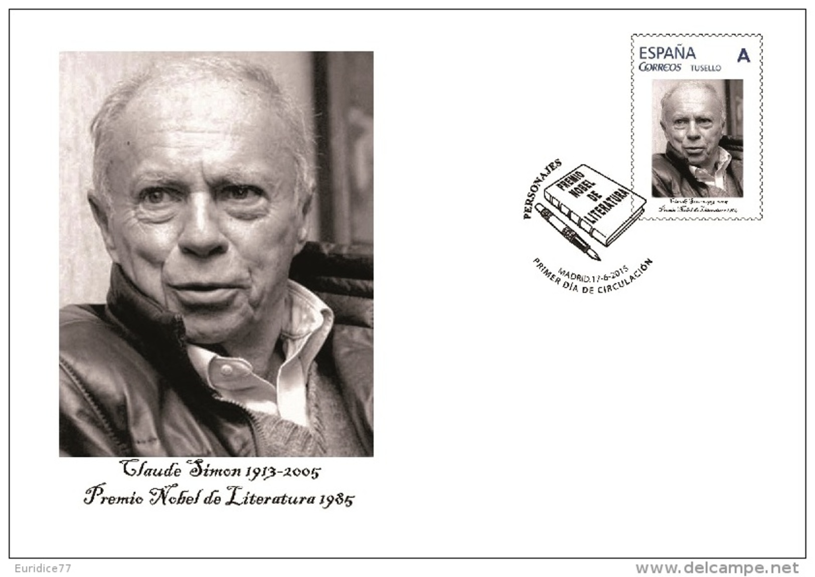 Spain 2016 - Nobel Prize 1985 - Literature - Claude Simon/France FDC - First Day Cover - Prix Nobel