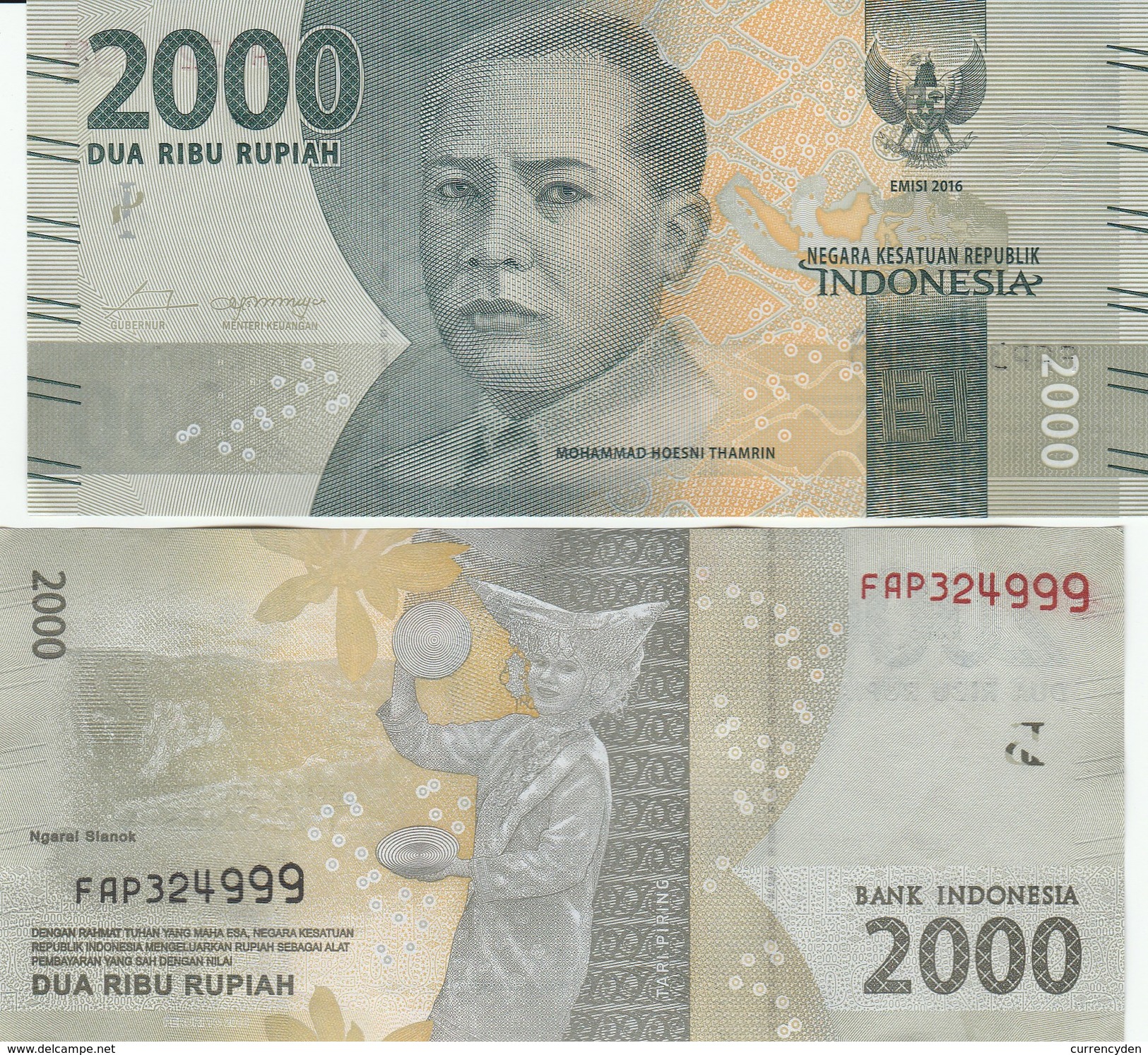 Indonesia-P-NL 2000 Rupiah, Thamrin Dancer With Plates 2016 UNC See UV And W/m - Indonesia