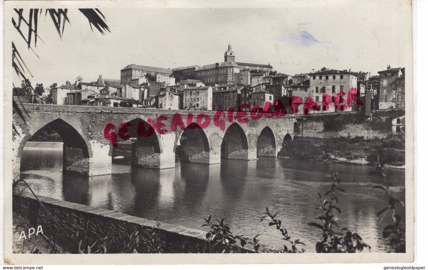 81 - ALBI - LE PONT VIEUX ET LE LYCEE - CARTE PHOTO 1940 - Albi