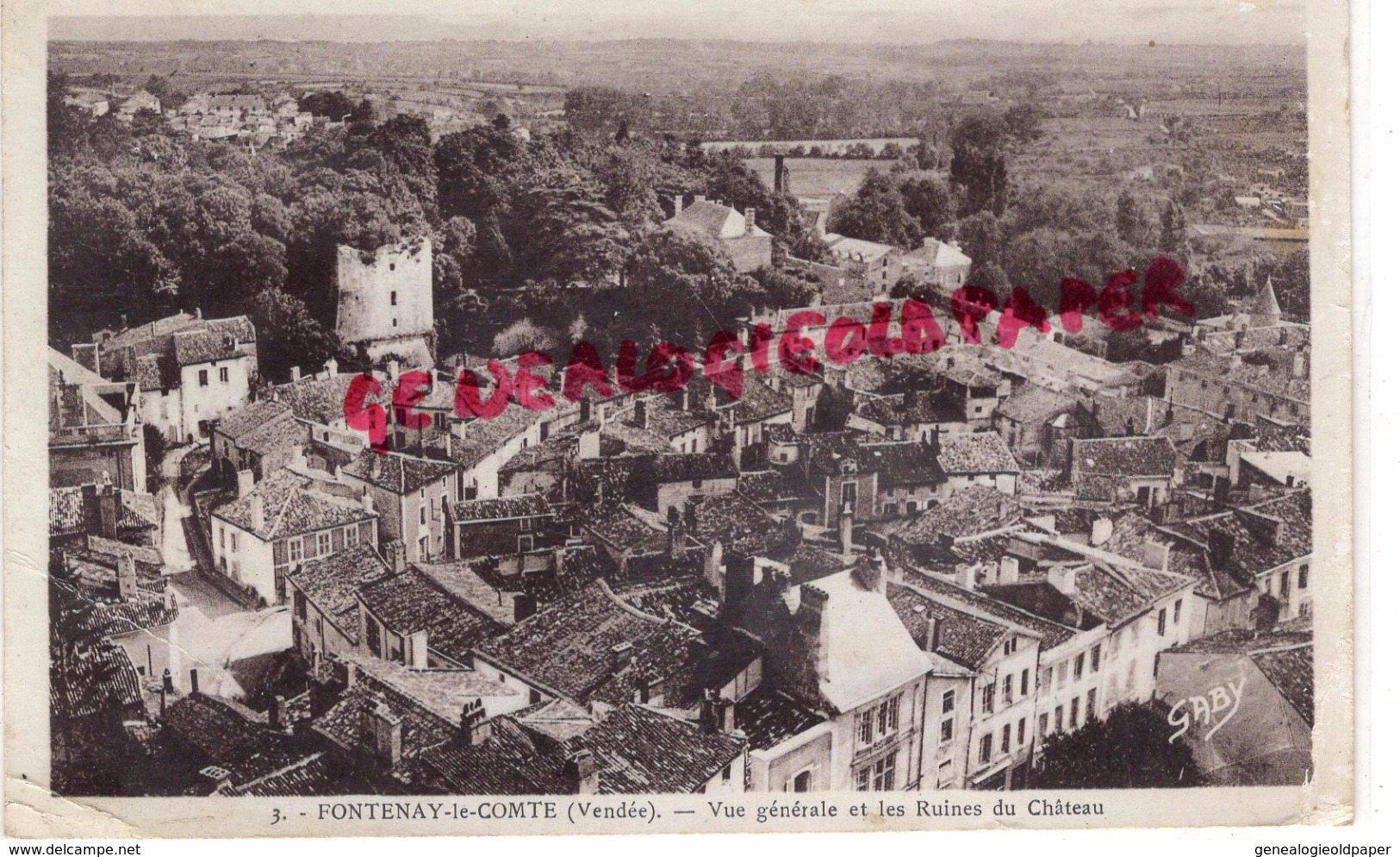 85 - FONTENAY LE COMTE - VUE GENERALE ET LES RUINES DU CHATEAU - 1943 - Fontenay Le Comte