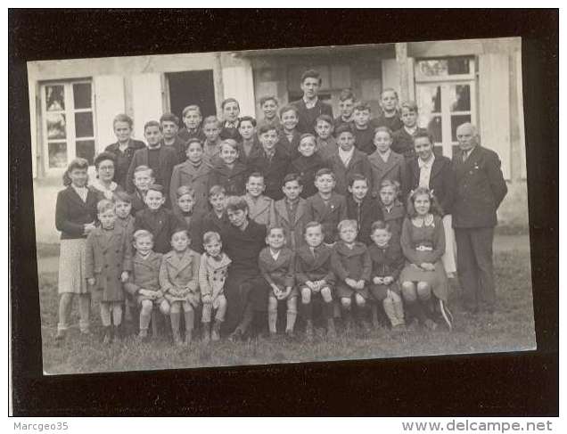 50 école N-D Du Voeu Cherbourg évacuée à L'ermitage Près Avranches 12/11/1943 Le Val St Père Photo S. Trond..carte Photo - Avranches