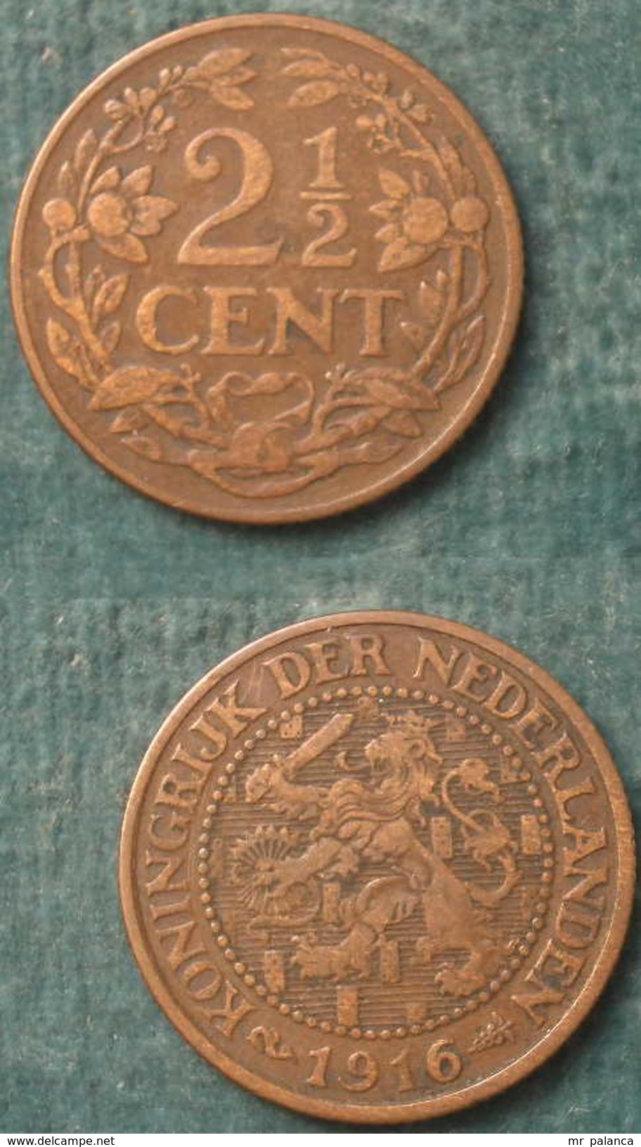 M_p> Olanda O Paesi Bassi 2 1/2 Cent 1916 - 2.5 Centavos
