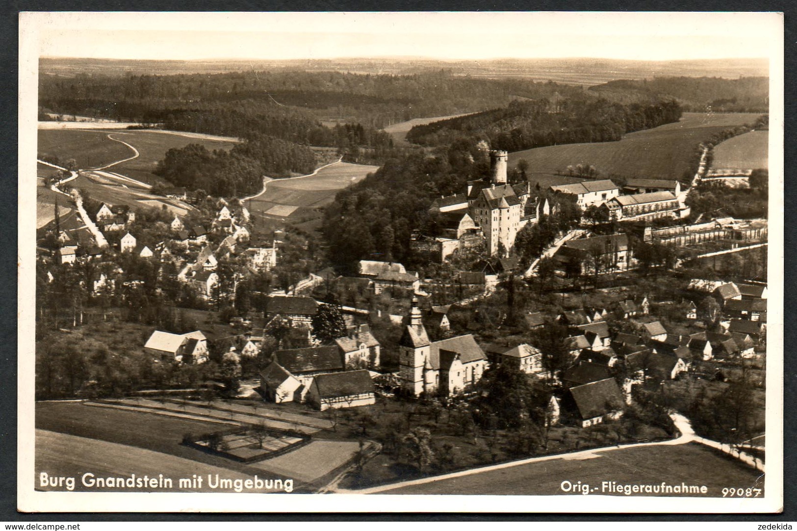 A1704 - Alte Foto Ansichtskarte - Gnandstein Burg - Orig. Fliegeraufnahme Gel 1939 - Aero Bild RLM - Kohren-Sahlis