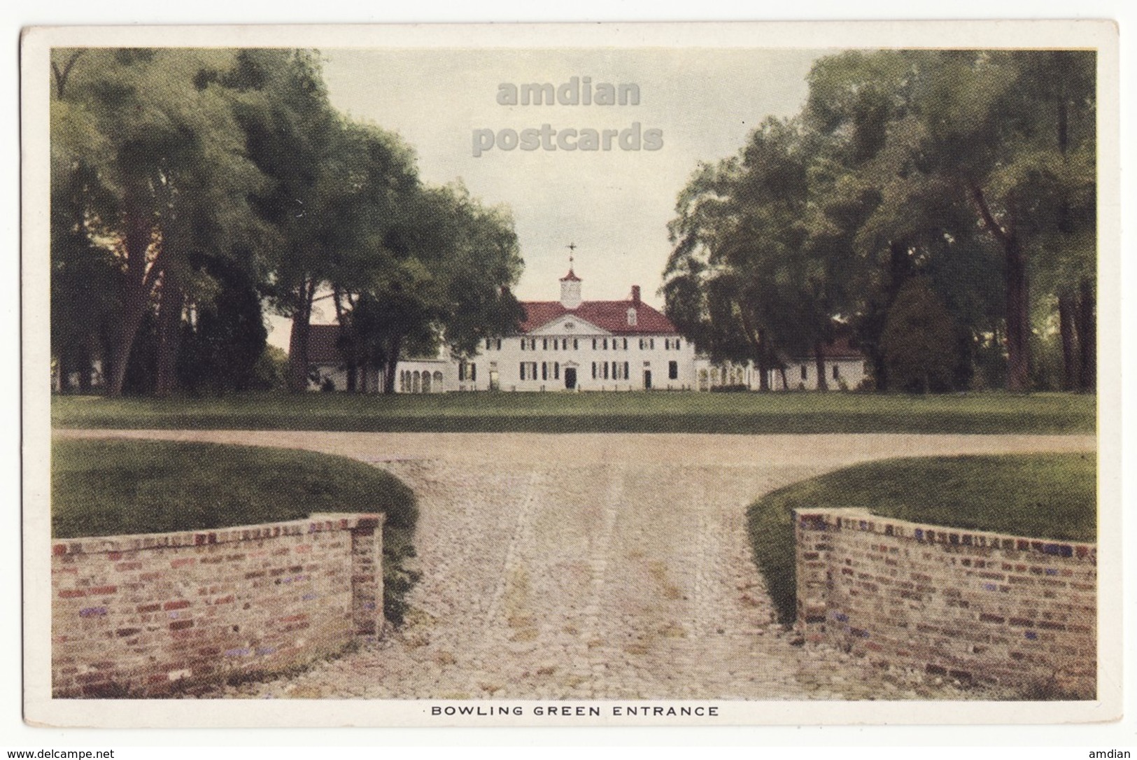 USA, MT VERNON MANSION VA, BOWLING GREEN ENTRANCE, Washington Historic, Antique 1920 Unused Vintage Postcard - History