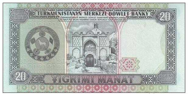 TURKMENISTAN 20 Manat P-4b 1995 **UNC** - Turkménistan