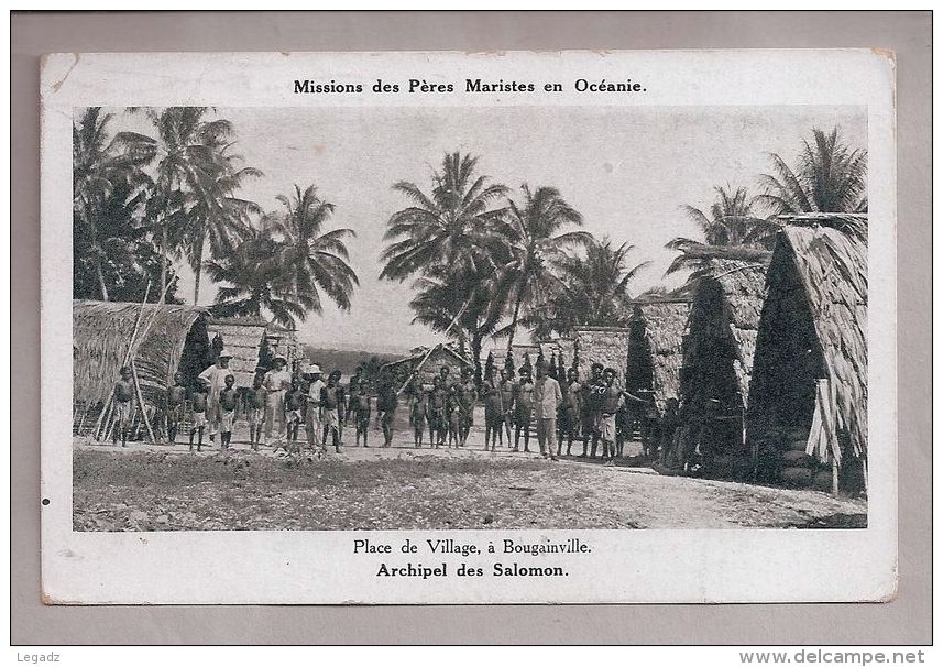 CPA - Missions Des Pères Maristes En Océanie - Bougainville (Archipel Des Salomon) - Place De Village - Solomon Islands