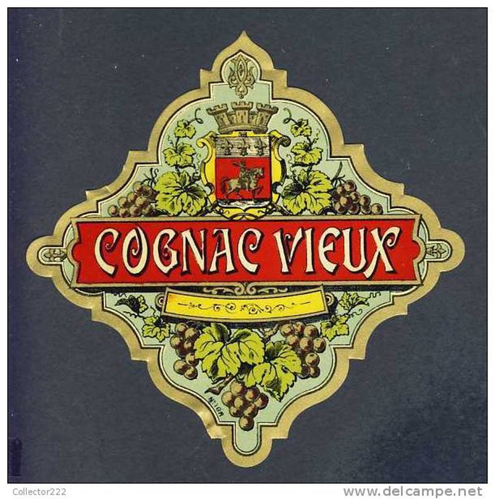 Etiquette De Liqueur: Cognac Vieux. Decoupee (13´5 X 13´5 Cms) (Ref.73694) - Other & Unclassified