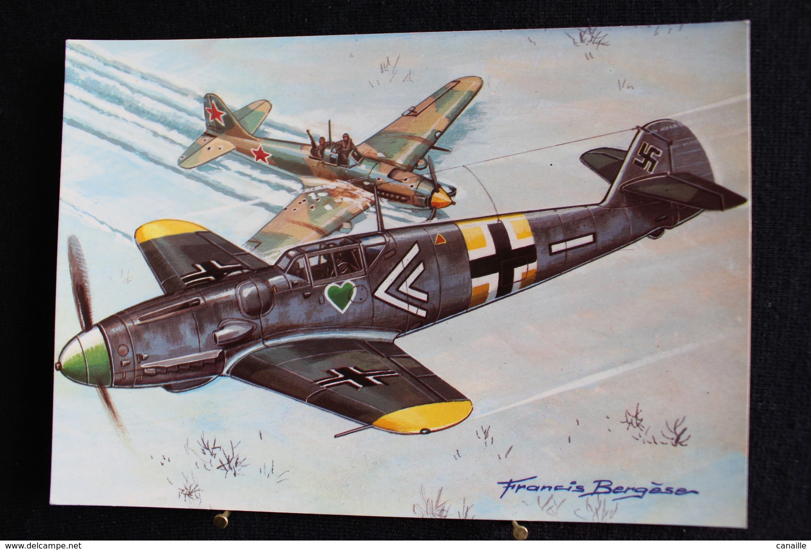 P/47/ Avion - Les Chasseurs De La Seconde Guerre Mondiale "Messerschmitt Bf 109 (Allemagne)" Dessin De Francis Bergèse - 1939-1945: 2ème Guerre